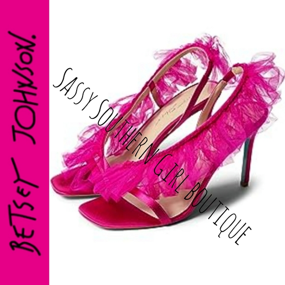 🆕⭐ Betsey Johnson Barbie Hot Pink Ruffle heel sandals - Picture 1 of 13